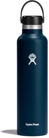 HYDRO FLASK - Gourde Isotherme 709 ml (24 oz) - Bouteille Inox à Isolation Sous Vide - Bouchon Antifuite et Revêtement par Poudre - Ouverture Standard - Indigo