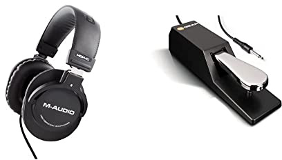 M-Audio SP-2 + M-Audio HDH40 - Pedale di Sustain Universale per Tastiera in Stile Pianoforte + Cuffie Over Ear Chiuse da Studio con Cavo da 2,7 m