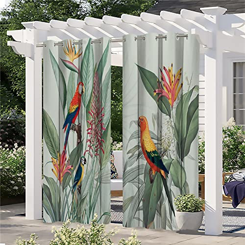 Linfye Rideaux D'extérieur, 3D Printed Rideau Occultant Isolant Thermiques pour Pergola,Rideau Exterieur Imperméable pour Pergola,Cabanon Jardin Porche Terrasse-2 Panneau 132x275cm