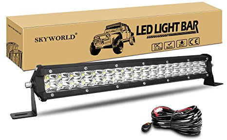 SKYWORLD 15 38cm 108W LED Zusatzscheinwerfer Auto mit 12V Kabelbaum Kit, Offroad Beleuchtung bar Arbeitslicht für Auto SUV UTV ATV KFZ LKW 4x4, Fahrzeuge, 6000K Weiß Led Lichtleiste