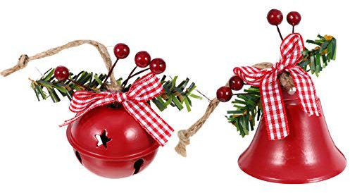 Garneck 2stücke Weihnachtsglocken Rote Metallglocken Für Weihnachtsbaumdekoration Festliche Hängedekoration Für Heimdekoration Und Fotorequisiten