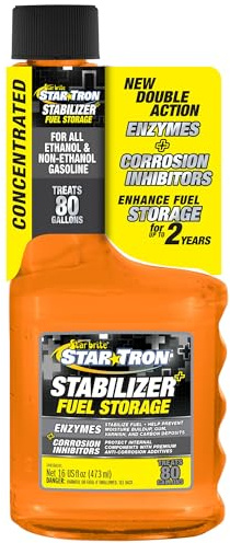 Star Tron Stabilizer+ Fuel Storage & Corrosion Protection, Treats 80 Gallons of Gas - Ideal for Motorcycles, Boats, Lawn Equipment, Classic Cars - 16 OZ (014816)