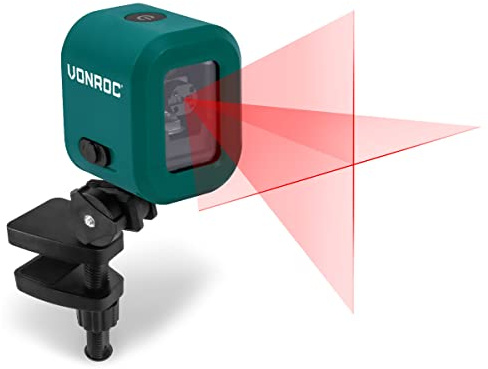 VONROC Kreuzlinienlaser 10 Meter rot - Laser Wasserwaage selbstnivellierend ideal als Baulaser - Kreuzlaser Nivelliergerät inkl. Montagebügel (10 Meter - 4V)