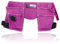 SPARES2GO Ceinture porte-outils de jardinage rose double cuir 11 poches support violet réglable daim