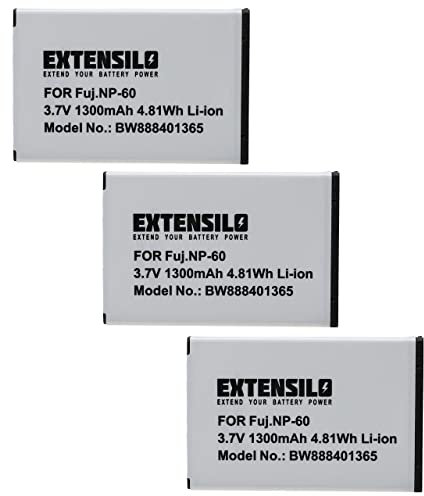 EXTENSILO 3X Akku kompatibel mit Rollei Movieline DP-6000 Kamera (1300 mAh, 3,7 V, Li-Ion)