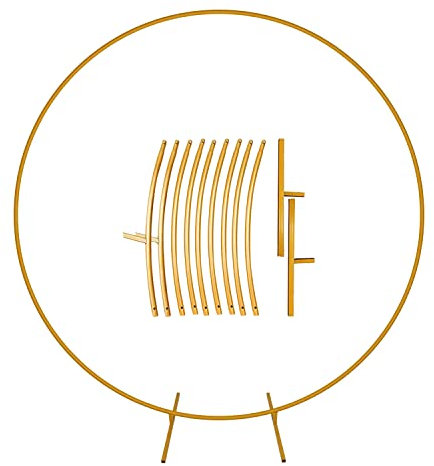 WedDecor Golden Circle Balloon Arch Stand Plants Vine Climbing Metal Frame with Floor Base For Wedding, Birthday, Parties Photo Background Decorations, 150cm