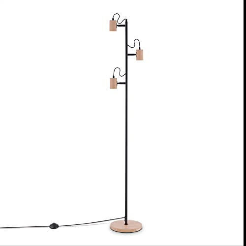 Paco Home Tischlampe Nachttischlampe Schreibtisch E14 Stehlampe Minimalistisch Skandinavisch E27 Büro Holz Fuß, Lampenart:Stehleuchte, Farbe:Natur (Ø23,5 cm)