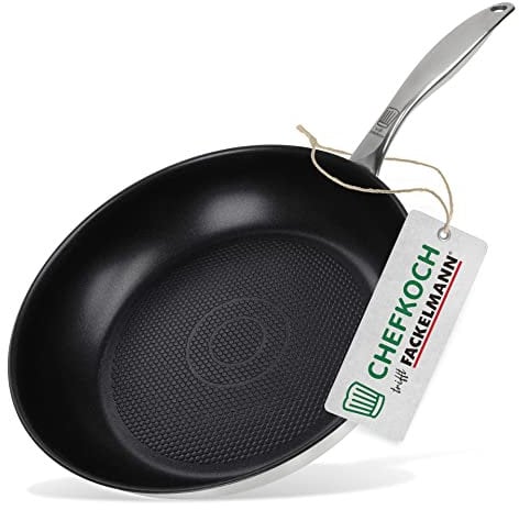 FACKELMANN Chefkoch Bratpfanne Ø28 cm München mit Antihaftbeschichtung und Wabenboden – Pfanne aus hochwertigem Edelstahl – Für alle Herdarten geeignet (auch Induktion)