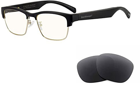 GenXenon Bluetooth Audio Smart Glasses, occhiali con luce blu per donna e uomo, suono Open Ear con microfono e altoparlanti, filtro luce blu e lenti polarizzate per occhiali da sole (oro)