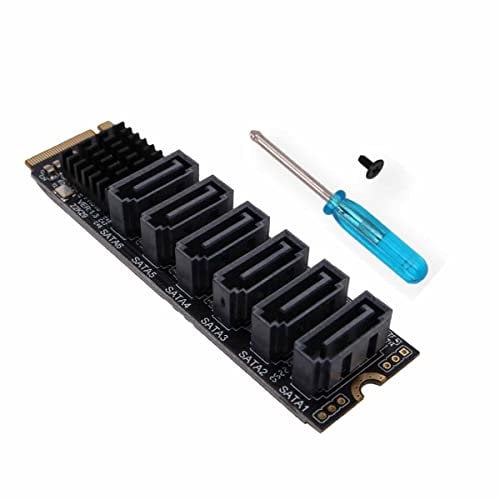 Namvo Adaptateur M2 NGFF NVME M-Key PCI Express vers SATA 3.0 6 Gbps 6 ports Convertisseur de disque dur