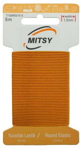 MITSY Reißfeste Rund Gummiband Gummikordel Gummibänder zum Nähen Breit 1.5 mm 5 m Orange Stark Rundgummi Gummilitze für Hosengummi Haushalt DIY Handwerk Stoffe zum Nahen