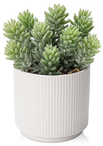 Sukkulenten Künstliche Pflanzen Deko, Kunstpflanze im Topf, Sukkulenten Kunstpflanzen Wie Echt, Zimmerpflanzen Künstlich Sukkulente für Badezimmer Schlafzimmer Wohnzimmer Deko Schreibtisch 18cm