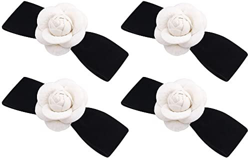 iSpchen 4 Stück Blumen Brosche für Damen Mädchen Vintage Kamelien Ansteckblume Haarschmuck elegante Blumen Anstecknadel Haarspangen Brosche Hochzeits Party Kleidung Hüte Anstecker Kragen Blumen