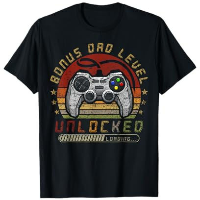 Vintage Retro Bonus Dad Level Unlocked Video Gamer Bonus Dad T-Shirt