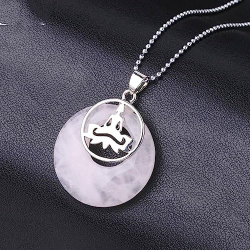Tesselite Natural Stone Donut Beads Pendants Necklaces Tiger Eye Black Agate White Crystal Quartz Chakra Yoga Man Hollow Flat Bead Women Men Jewelry,rose quartz,One size
