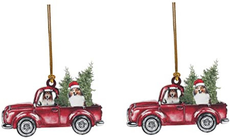 ABOOFAN 2st Weihnachtsdekorationen Weihnachtsdeko Fürs Auto Roter LKW-weihnachtsdekor Vitrinenanhänger Weihnachtsbaum Hängende Ornamente LKW-dekor Acrylmaterial Haushalt Auto Anhänger Kind