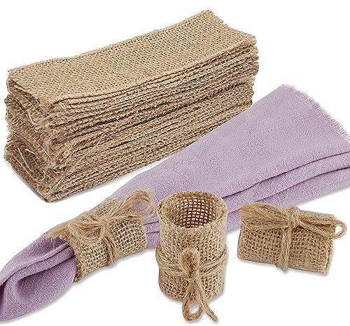 CROWN GUIDE Jute-Serviettenringe, Set mit 50 Stück, verstellbar, nautisches Rattan-Halter, Boho-Serviettenband, rustikale Herbst-Serviettenhalter, Schnallen für Party-Dekoration, Abendessen,