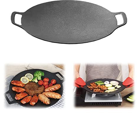 AAADRESSES Multifunktional Medizinische Steingrill Pfanne Antihaftbeschichtete Pfanne Koreanische Antihaftbeschichtete Runde Backform 8-In-1-Grillpfanne Mit VerbrüHsicherem Griff,Schwarz,30CM