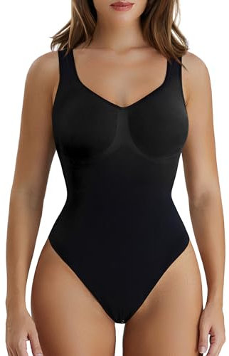 SHAPERX Femme Body Sculptant Gainant Ventre Plat Minceur Débardeur Amincissant Bodysuit Shapewear Reductoras Top, UK-SZ5240-Black-2XL/3XL