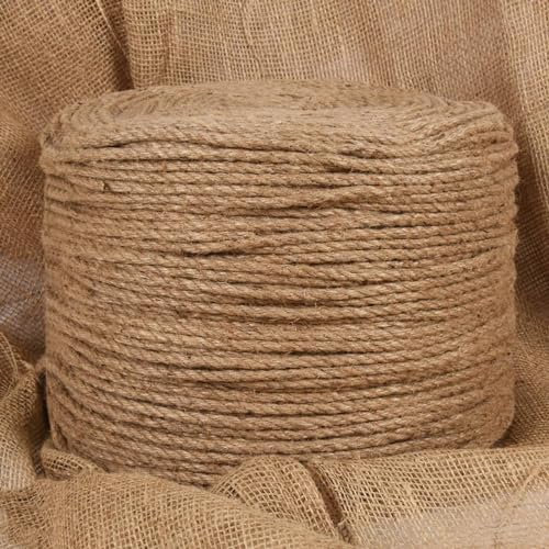 LAPOOH Juteseil 100 m Länge 8 mm Stärke, Sisalseil, Pflanzenbinder, Baumpfahl, Baumstütze, Bindfaden Garten Reißfest, Hanfseil Gewebt, Garn Dickes Seil Kordel