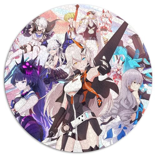 1000-teiliges Puzzle „Honkai Impact“, rundes Puzzle für Erwachsene, für Erwachsene und Kinder ab 12 Jahren, Papppuzzles, Lernspiel, Herausforderungsspielzeug, Größe: 67,5 x 67,5 cm