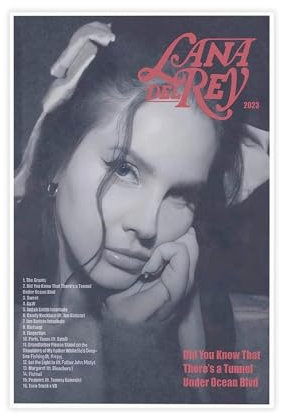 MAHWER Lana Del Rey Musikalbum, Poster, Leinwandposter, Wandkunst, Dekordruck, Bild Gemälde für Wohnzimmer, Schlafzimmer, Dekoration, ungerahmt, 30 x 45 cm