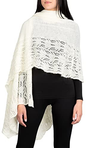 Kemailù - ILARY Perforierte Stola aus Mohairwolle - Damen - MADE IN ITALY (Weiß)