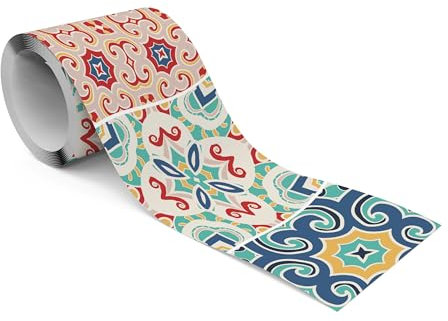 Muralo - Selbstklebende Bordüre - Tapetenbordüre Wandbördure - Dekorative Wandtatto für Wände, Möbel, Decken, Tapeten, Wandverkleidungen, Türen - Portugiesische Fliesen - Br.10cm x Hö.300cm