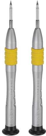 sourcing map 2pcs Precision Star Screwdriver 0.8mm Magnetic 5 Point Head Mini Pen Style Screw Driver with Non-Slip Handle for Eyeglasses Watch Laptop Electronic, Yellow