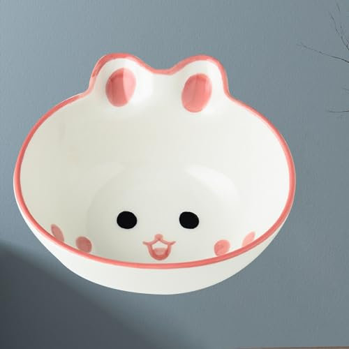 Aramox Bol en Céramique pour Enfants, Animal de Dessin animé Mignon, Vaisselle de Dîner Réutilisable pour Bébés (lapin)