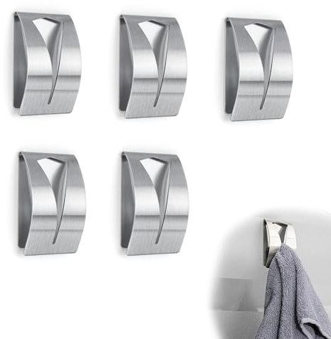 HJIAMA 5 Piezas Colgador Trapos Cocina, Colgador Toalla Baño Autoadhesivo, Toalleros de Baño sin Taladro Independiente, No Requiere Perforación, Simple Elegante, para Cocina, Baño, Sala Estar