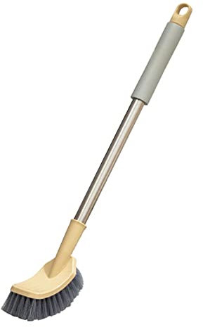 Brosse pour cuvette de toilette avec long manche antidérapant courbé et coudé à suspendre au mur Gadget ménager