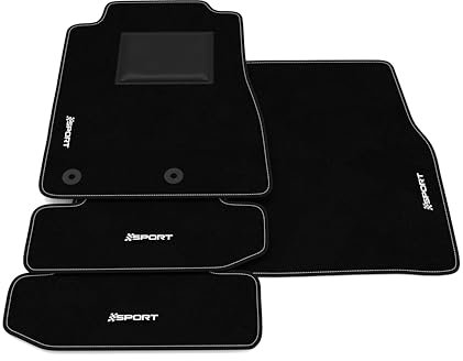 Fußmatten kompatibel mit Ford Mustang Cabrio 2015-2024, Sport Stickerei, maßgeschneidertes Auto-Fußmatten-Set, Teppich Set