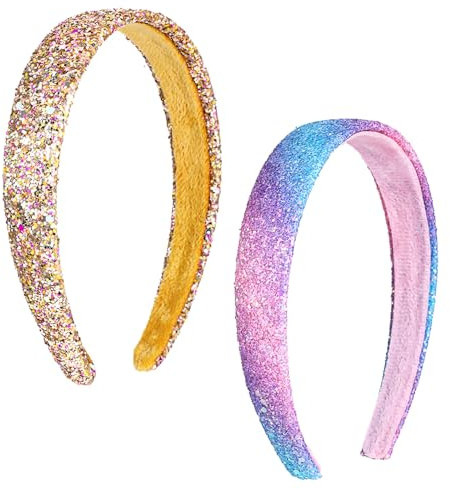 Thinp 2 Stück Glitzer Stirnbänder - Bunte, Rutschfeste Pailletten-Haaraccessoires für Party