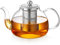 MESNEY Tetera para Infusiones de 1,2 L, Tetera de Cristal Resistente al Calor con Colador y Tapa, Vidrio de Borosilicato, Apta para Microondas y Estufa