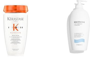 Kerastase Nutritive - Bain Riche Satin - Shampoing Riche en Nutriments Essentiels et BIOTHERM - Lait Corps L'Original - Lait Corps Hydratant Anti-Dessèchement - Nourrit