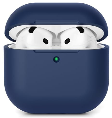AOTUAO Hülle Kompatibel mit AirPods 4 Hülle Case (2024), Weiches Silikon Stoßfeste Schutzhülle für AirPods 4. Generation Case Cover mit Voller Sturzschutz, Front-LED Sichtbar, Midnight Blue