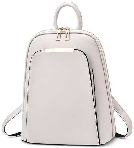 DORRISO Rucksack Damen Mode Schulrucksack Umhängetaschen Reise Rucksack Damen Cityrucksack Leichtgewicht Wasserdicht PU Leder für Freizeit Büro Urlaub Einkaufen Weiß