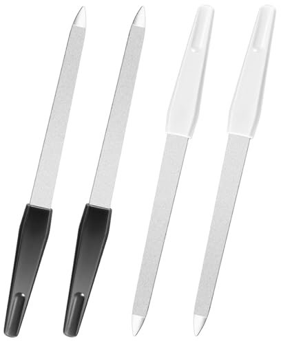 4 Pcs Metal Nail Files for Natural Nails,Nail File,Professional Nail Files for Natural Nails,Nails Accessories Tools,Double Sided Sapphire Grit for Home Salon Use(White & Black)