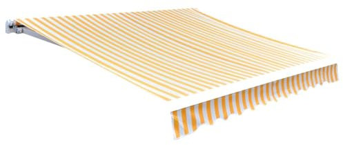 Tendone Parasole, Tendalino Copertura tettoia Tenda retrattile Pensilina Utilizzabile per Ristorante Balcone Caffè in Tela Giallo Girasole e Bianco 3x2,5 m