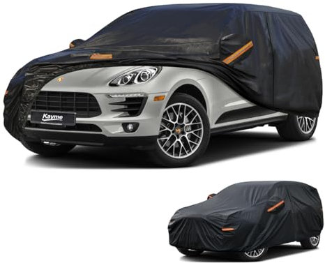 Kayme SUV Car Cover Waterproof Breathable, 4x4 Car Cover Sun Dust Protection Outdoor, Fit for Porsche Cayenne, Land Range Rover, Grand Cherokee, BMW X5, Lexus RX etc.View Vehicle Size Chart A13, Black