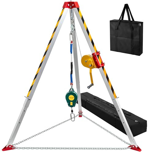 TRSMIMA Confined Space Tripod Kit - Heavy Duty Rescue Tripod Lift Hoist