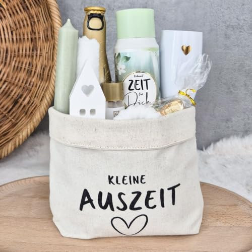 Geschenkkorb Frauen mit aromatischen Pflege Duschbad | Geschenkset Wellness |Kleine Auszeit im Baumwoll-Korb als Geschenk Freundin | Entspannung Geschenk | Geschenke Frauen | Geburtstagsgeschenk Fraue
