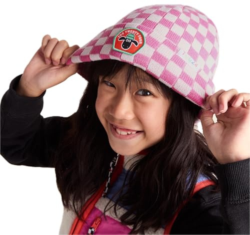 TOG24 UDA Kids Outdoor Knitted Beanie Shaun The Sheep | One Size,Piglet Pink,100% Acrylic, Winter hat, Running, School, Outdoors
