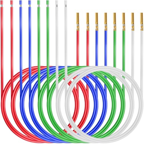MKBKLLJY 8PCS Cartridge Phono Cable Leads Header Wires Round Tube End and Semi-Stripped Wire Leads Red/Blue/Green/White for Turntable Phono Headshell Replacement Accessories (39cm/15.3inch)