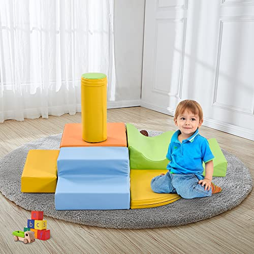 Generisch Riesenbausteine Kinder 6-TLG XXL Softbausteine Zum Klettern Rutschen Krabbeln – Indoor Spielzeug Für Vorschulalter & Kleinkinder EN71-Zertifiziert Wasserdicht 6-in-1-Set Bunt