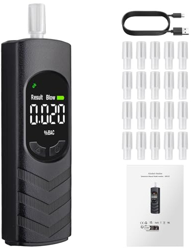 Proster Alkoholtester mit Doppelsensor und LCD Display – Kompakter Atemalkoholtester für sicheres Fahren, präzise Messung, mit Sprachansage und wiederverwendbaren Mundstücken