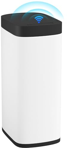 HOMCOM Poubelle de cuisine automatique 50L à capteur de mouvement sans contact, résistante aux traces de doigts, fonctionne à piles, poubelle sans bac intérieur, crème