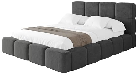 ALTDECOR Polsterbett mit Bettkasten und Lattenrost, Bett mit Kopfteil, Boxbett ohne Matratze, Doppelbett mit Stauraum - NATA 200x200 Dunkelgrau