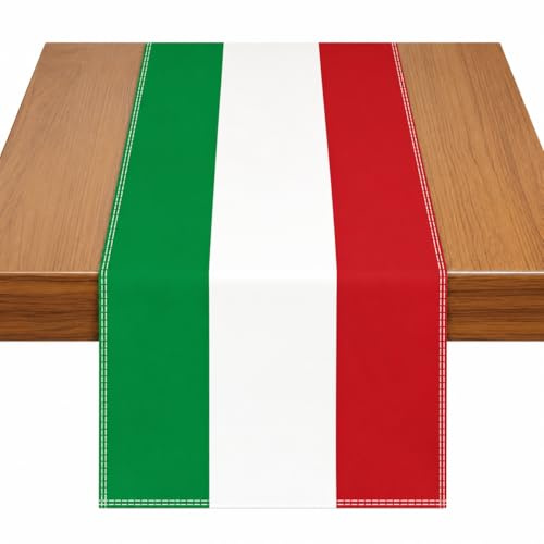 Italienische Deko Tischläufer Draußen, Italien Deko Tischdeko 33 x 180 cm, Italienische Tischdecke im Flaggen Design für Esstisch, Buffet, Geburtstag, Fußballabend und Familienfeier